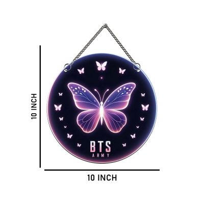 BTS Army Logo Butterfly Wall Hanging K-Pop Themed Room Decor for Bedroom & Kids Room Birthday Gift for BTS Fans Wall Art Decor